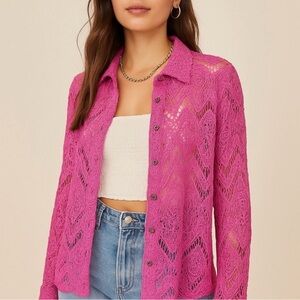 Free People Pink Lace Blouse